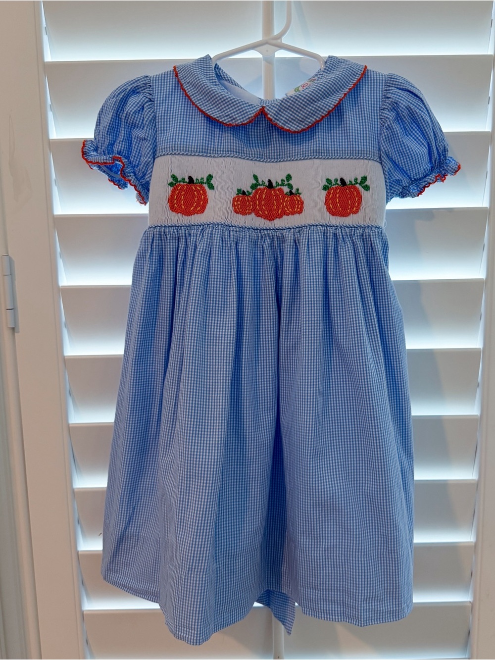 Cecil & Lou Blue Gingham Smocked Pumpkin Dress, Size 4T